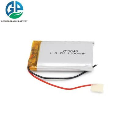 kaufen KC IEC62133 Genehmigung 753048 3.7V 1100mAh Lipo Batterie Wiederaufladbare Batteriepackung mit Pcb Li-Polymer Batterie online manufacture