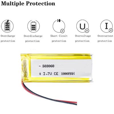 kaufen Wiederaufladbare KC CB IEC62133 zugelassen 503060 Lithium-Polymer-Batteriepack 1000mah 3.7v online manufacture