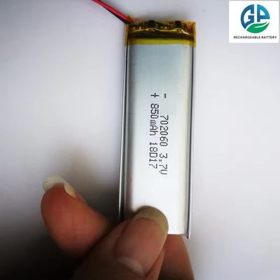 kaufen Hohe Kapazität 3.7V 850mAh Lithium-Ionen-Polymer-Batterie 500mal Lithium-Ionen-Polymer-Batterie 702060 3.7v 850mah online manufacture
