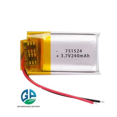 kaufen Wiederaufladbare Lipo 10C Lithium Batteriezellen 3.7V 240mAh 751525 751524 Für die mobile Ladung online manufacture