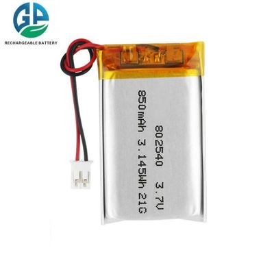 buy 3.7V 850mAh 802540 KC IEC62133 Approved Lipo Rechargeable Lithium Polymer Battery Online-Herstellung