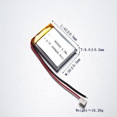 kaufen Lithium Polymer UN38.3 1C 803040 3.7 V 1000mah Lipo Battery online manufacture