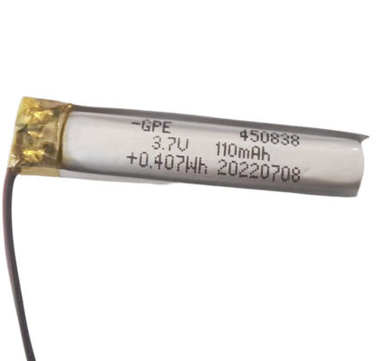 Kleine Polymer-Batterie des Lithium-3.7V, 450838 Batterie 110mAh Li Polymer 3.7V