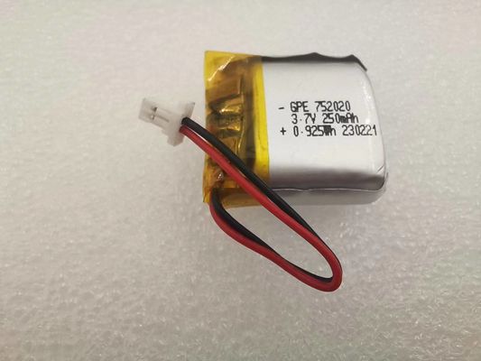 Schönheitsgerät Li Polymer Battery, Polymer-Batterie 3.7V 752020 250mAh Lipo