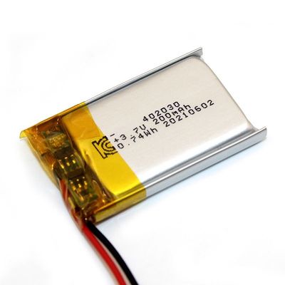 402030 bestätigte Lithium-Batterie wieder aufladbare kc UN38.3 3.7v 200mAh