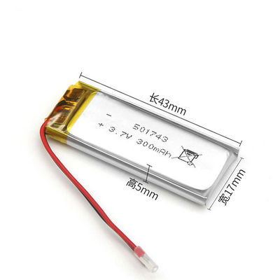 300mAh 3.7V Li Poly Rechargeable Battery Pack, Batterie-Satz 501743 kc Lipo