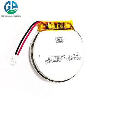 553535 hohe Kapazität 580mah 3.7v Li Ion Polymer Battery Circle Shape