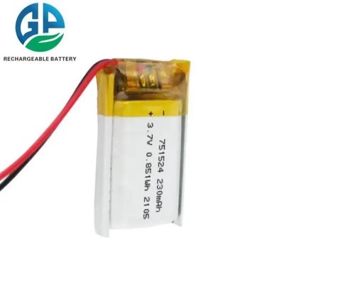 3.7v 230mah Li-Polymer-Wiederaufladbare Batterie 751524