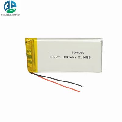 3.7V 800mah IEC62133 KC zugelassen 304060 Lithium Polymer Batteriepack 500-fache Lebensdauer