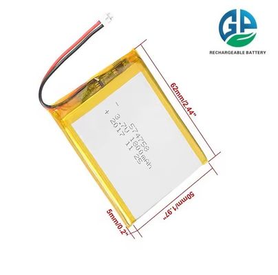 KC IEC62133 Zulassung Wiederaufladbare 3.7v 574758 1800mah 3.7v Lithium Polymer Lipo Batterie