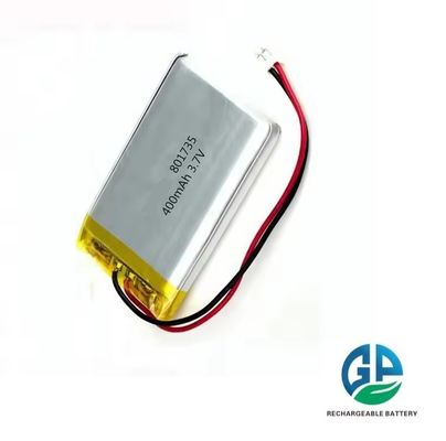 Hochentladungsrate Lithiumpolymer 801735 400mAh Wiederaufladbar 3.7v für drahtlose Intercom Doobell Drone Batterie