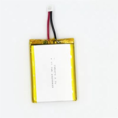 Hochstrom-Entladefähigkeit 3,7V 3000mAh Lithium-Polymer-Akku 705070 Größe 30C Max60C Wiederaufladbarer LiPo-Akku
