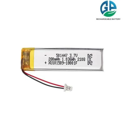 Hochentladungsrate Batterie 30C Wiederaufladbar 501447 angepasste LED Li-Polymer 3,7v 280mah Lipo-Batterie