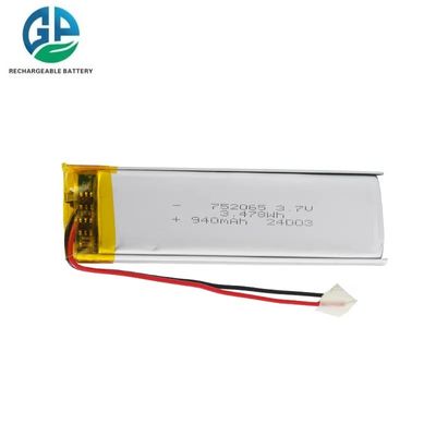 KC CB IEC62133 LiPo Wiederaufladbare Batterie Pack 752065 940mAH Lithium Polymer Zelle Lipo Batterie 3.7v 10ah Tracker Batterie