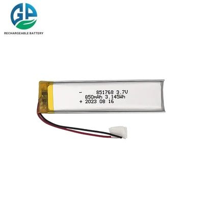 Hohe Kapazität 3.7V 850mAh 500fache Zyklusdauer Lithium-Polymer-Wiederaufladbare Batterie 851768 1S1P