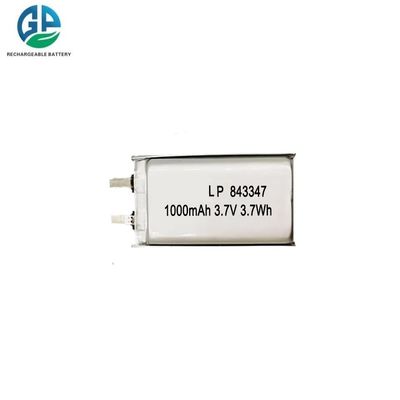 Wiederaufladbare KC CE 3.7v 1000mah Lipo-Batterien Lithium-Polymer-Batterie-Pack 843347 3.7v 1000mAh Lipo-Lithium-Lion-Wiederaufladbare Batterie