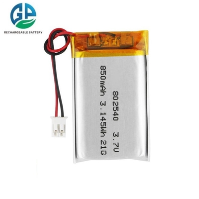 Hochleistungs-3,7-V-850-mAh-Lithium-Ionen-Polymer-Akku, wiederaufladbarer Lipo-3,7-V-802540-Akku, 850 mAh