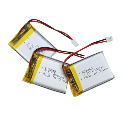 RoHS-zertifizierte 3.7V 650mAh Lithium-Polymer-Batterie mit 500 Zyklen für Medizinprodukte